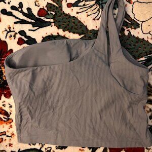 Lululemon Ribbed One-Shoulder Longline Bra (Size 8) – Slate Gray